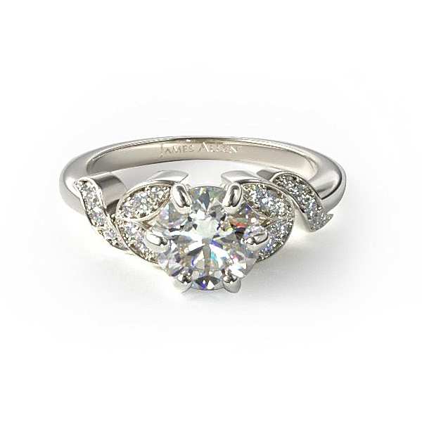 White Gold Pave Vine Diamond Engagement Ring
