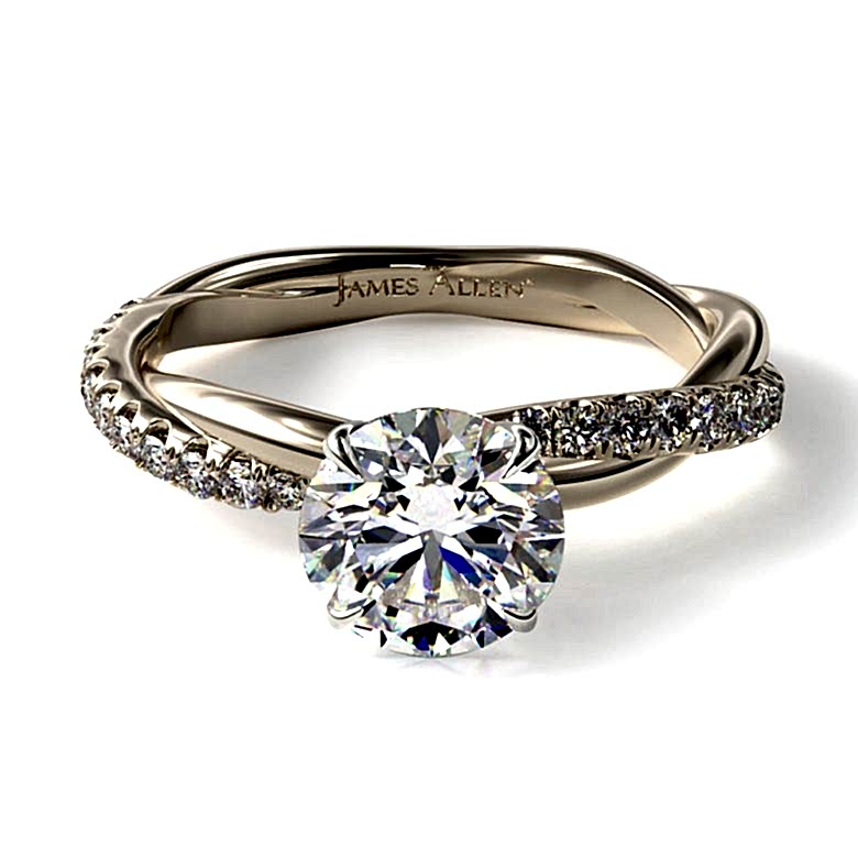 Yellow Gold Pave Rope Engagement Ring
