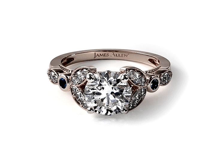 Rose Gold Floral Engagement Ring