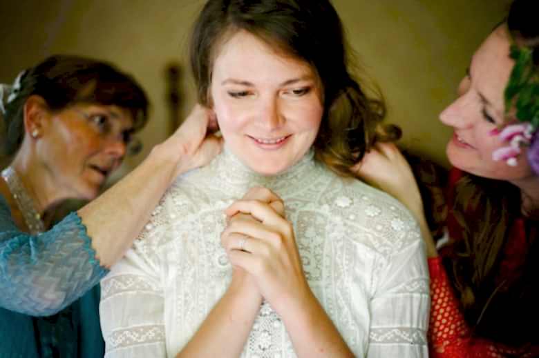 bride getting ready on wedding day