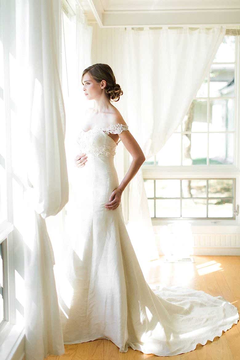 bride modeling celia grace gown