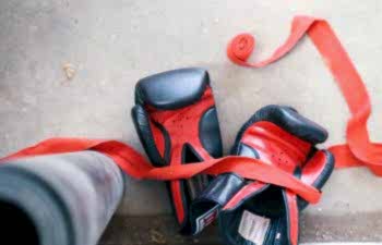 boxing gloves on the floor