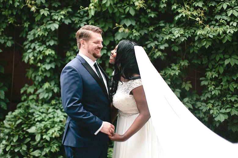 woman and man on their wedding day