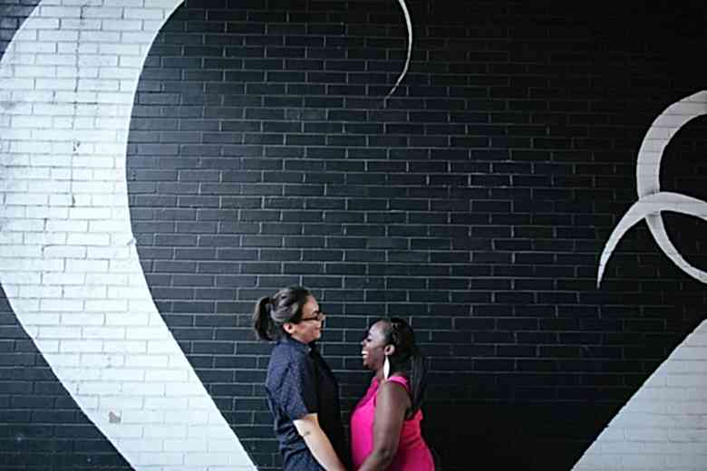a couple laughing