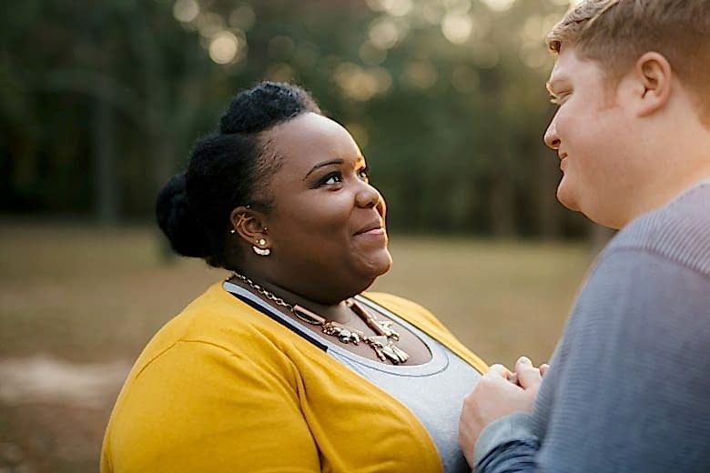 woman smiling at her partner