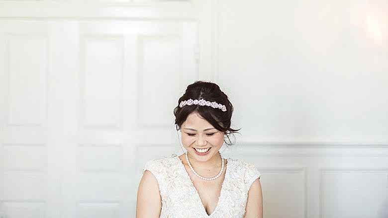 a bride smiling