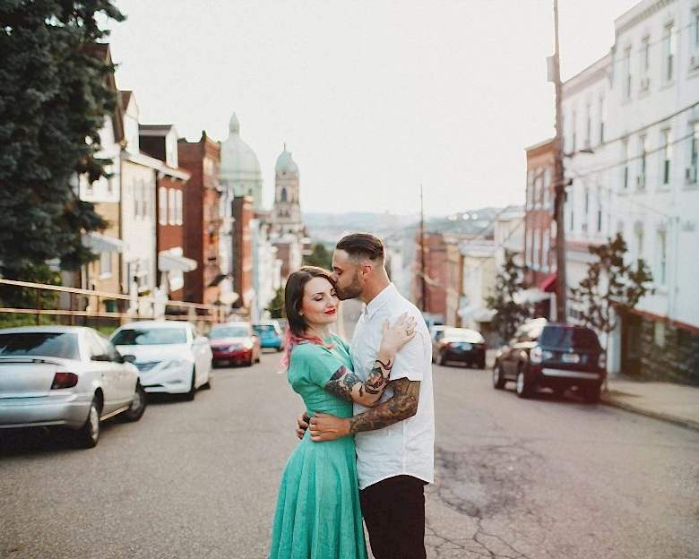 man and woman standing together