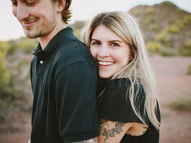 a couple laughing together