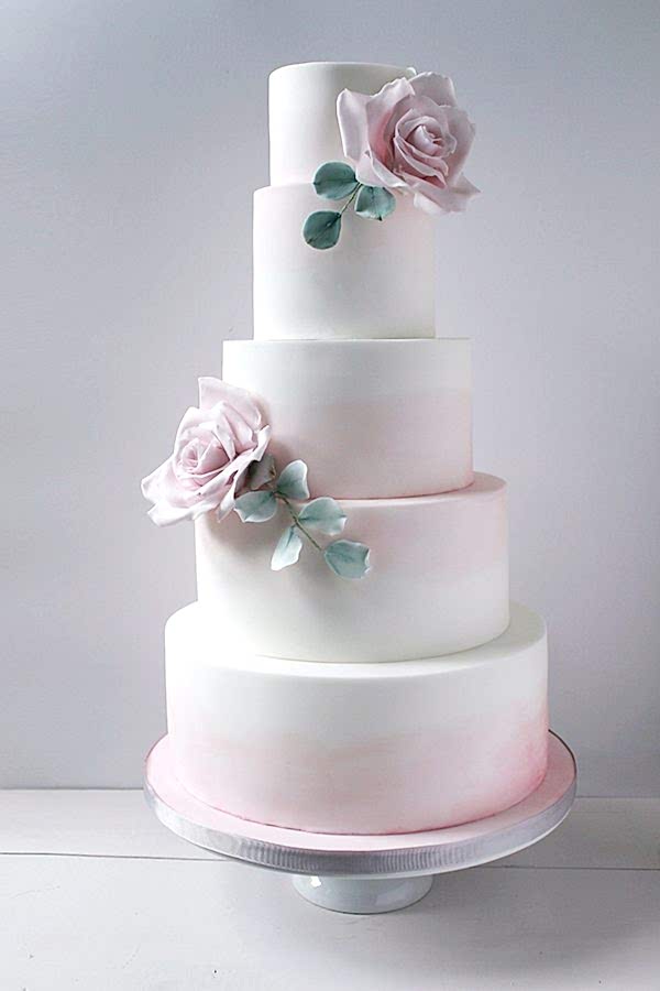 pink floral wedding cake