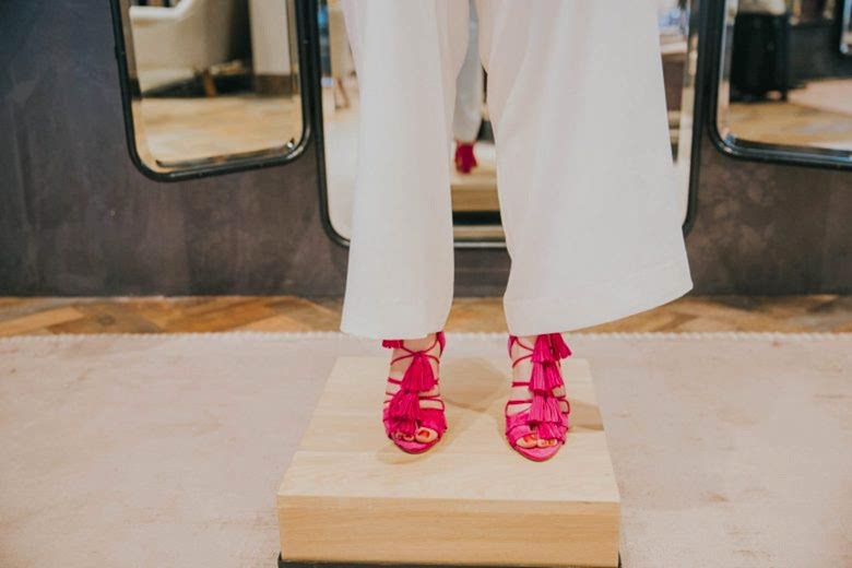 pink loeffler randall tassel shoes