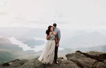 bride and groom on a mountain