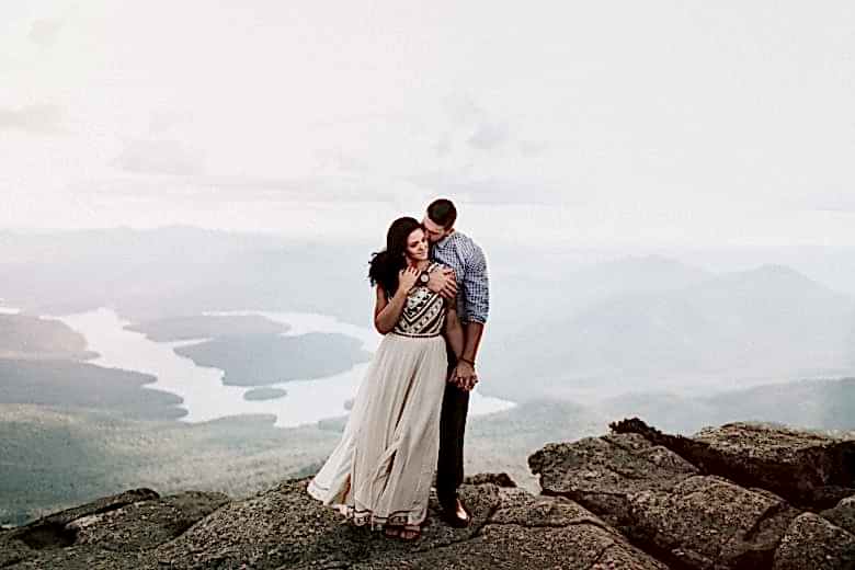 bride and groom on a mountain