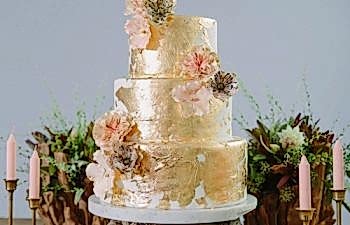 metallic wedding cake