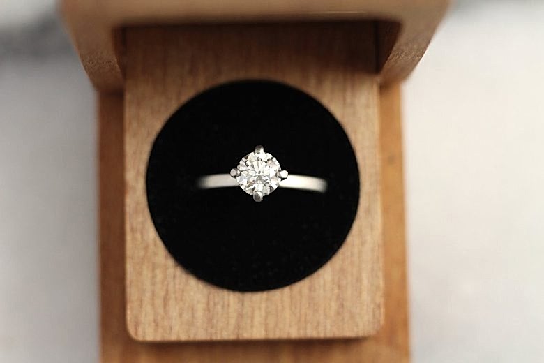 Overhead view of an engagement ring from Ash Hilton