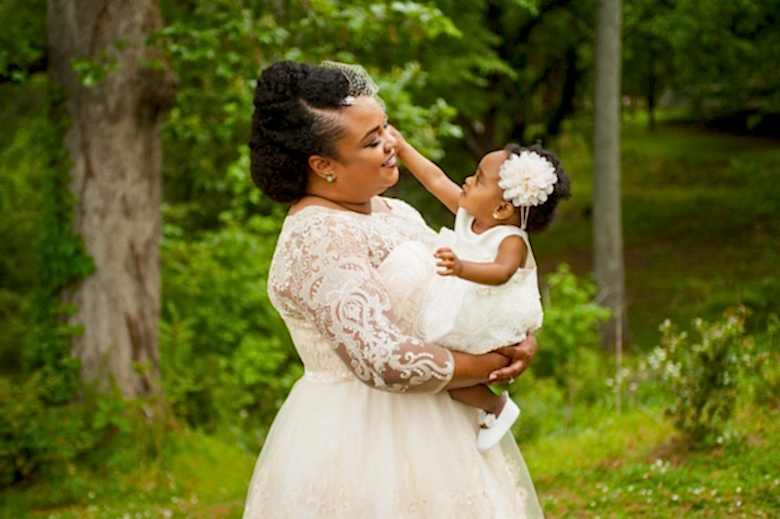 a bride and flower girl by you are raven