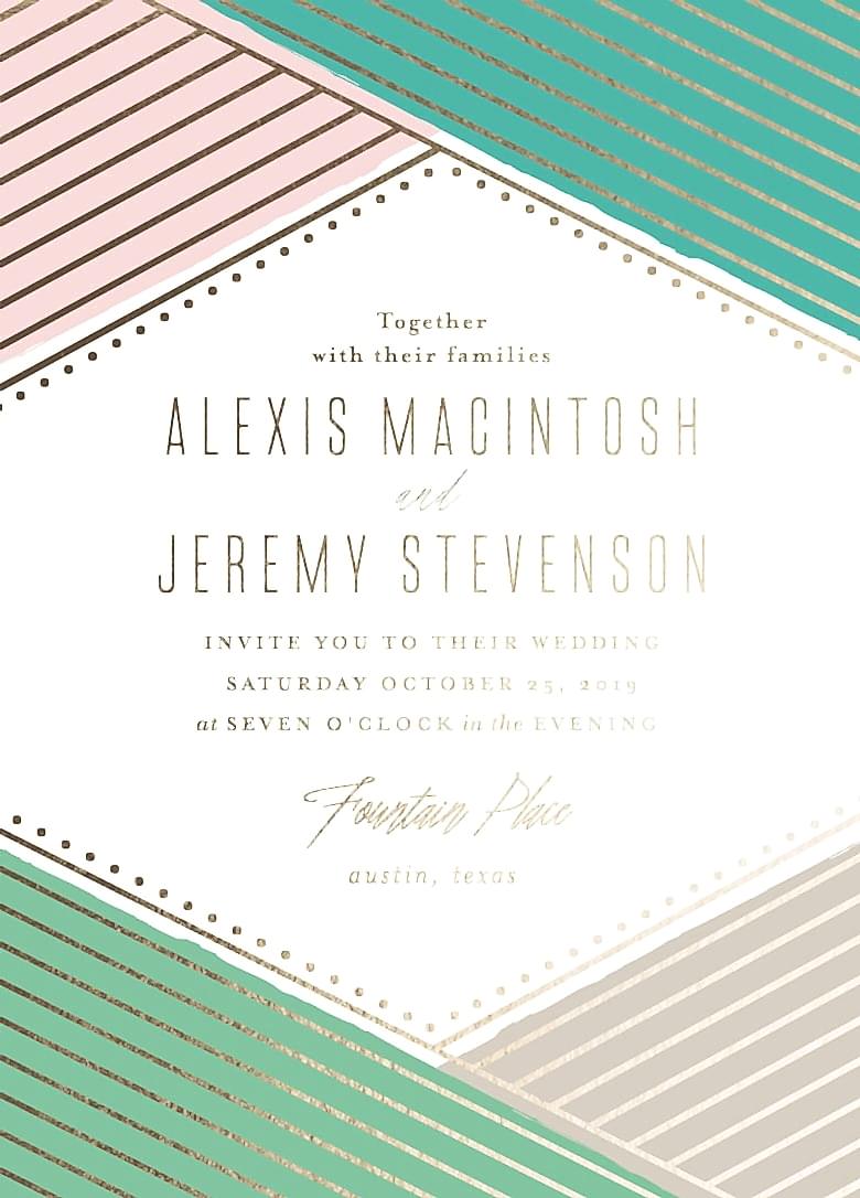 Overlap custom foil wedding invitations from minted