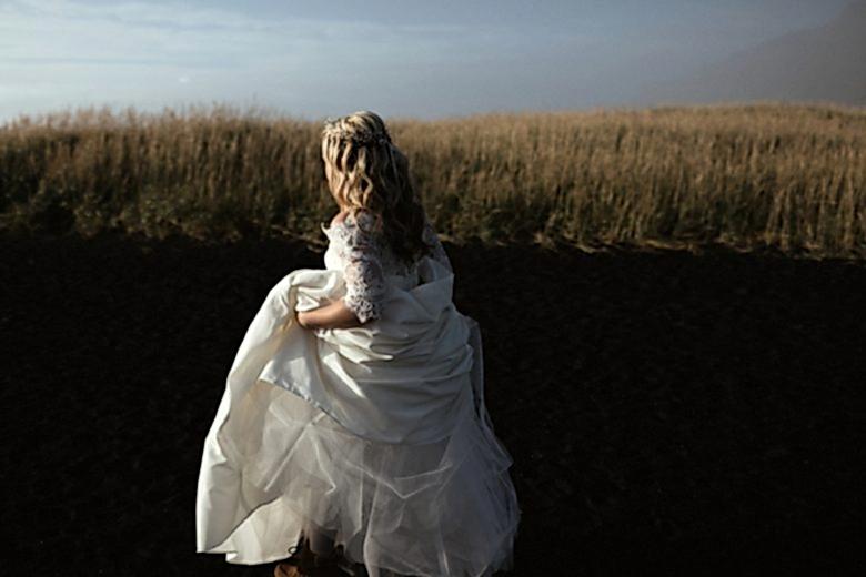 Bride in field