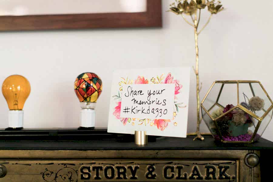 Sign with a couples wedding hashtag