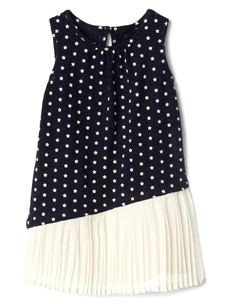 shift dress with stars with pleated hem
