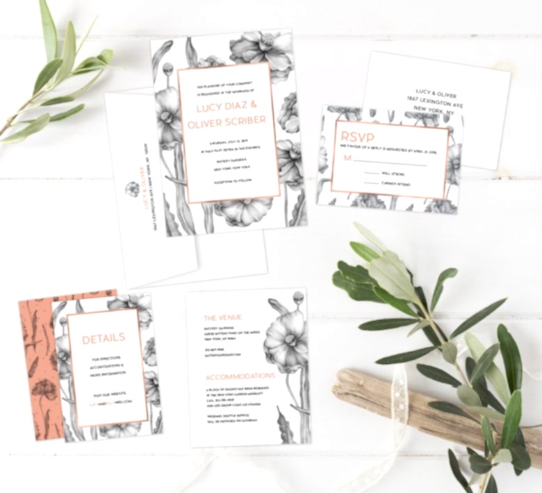 Bojack Studios floral invitation suite