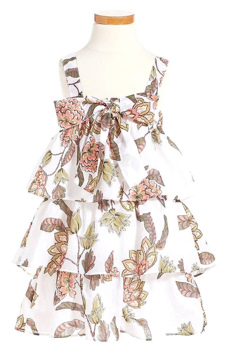 three tiered dress with floral pattern