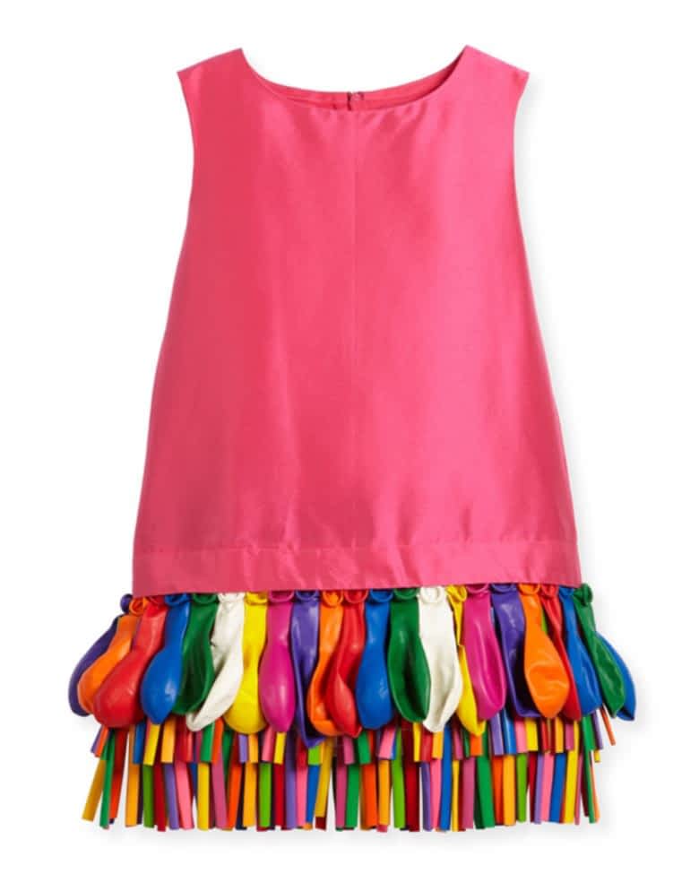 pink shift dress with balloon trim