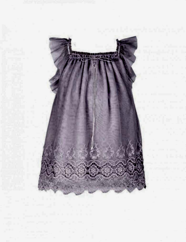 purple little girls dress with flutter sleeves