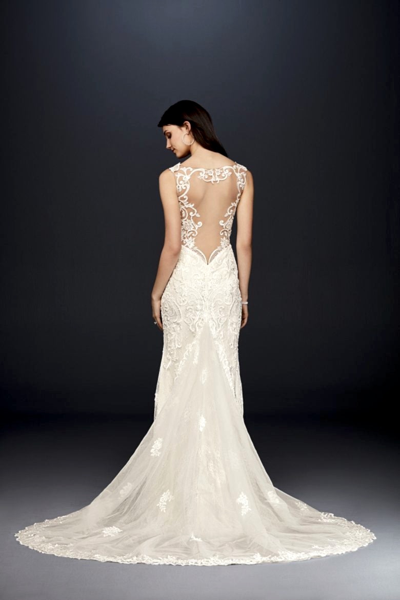 Plunging Illusion Bodice Lace Wedding Dress