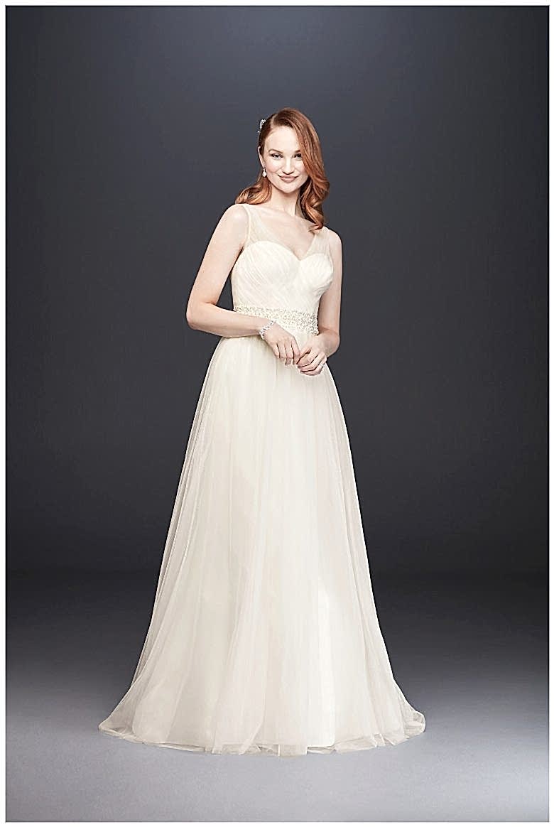 Tulle A-Line Wedding Dress with Beaded Waist
