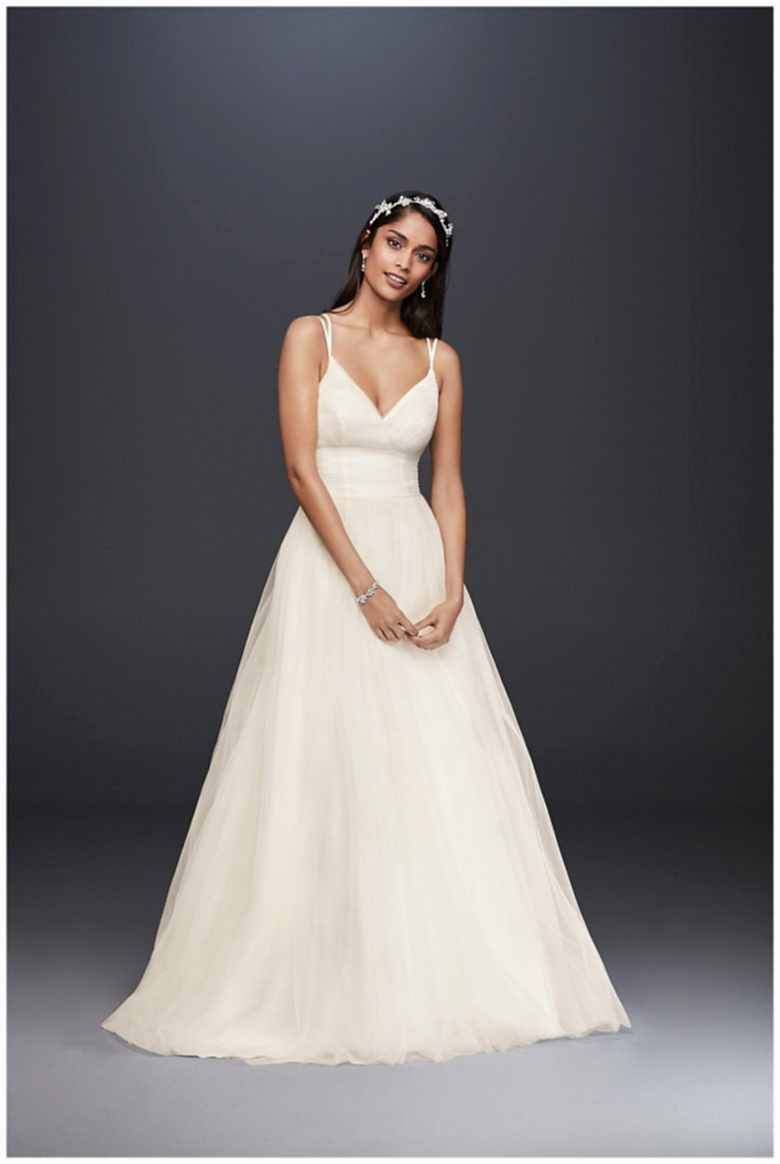Pleated Tulle Ball Gown Wedding Dress