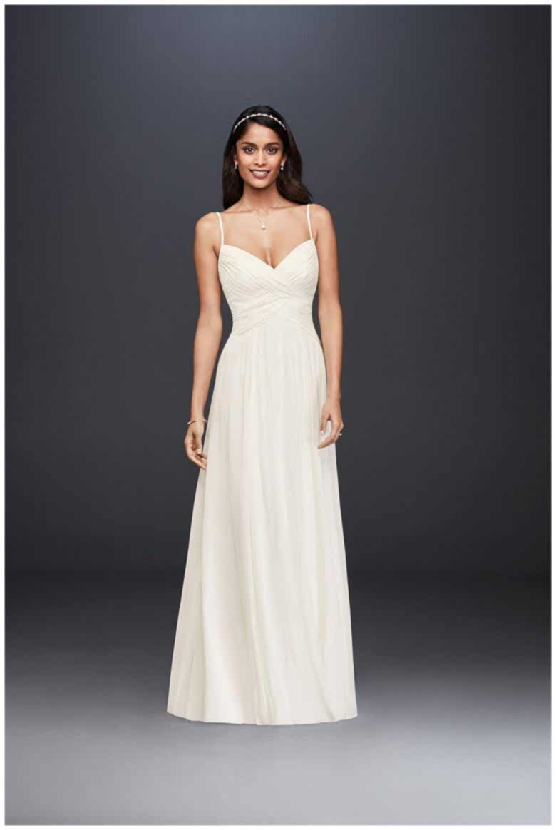 Ruched Bodice Chiffon A-Line Wedding Dress