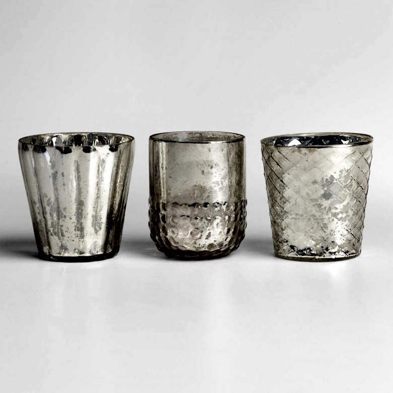 Silver Mercury Glass Votive Candleholders