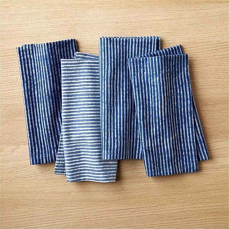 Set of Four Indigo Striped Napkins