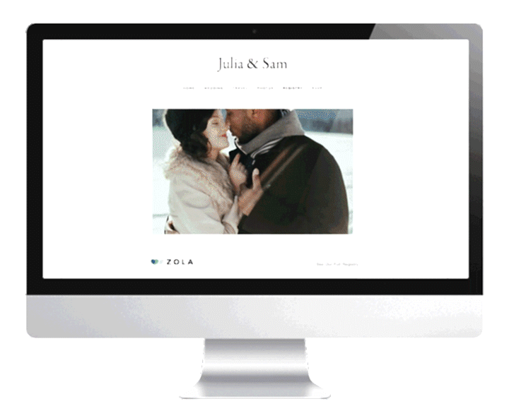 animated photo scrolling down a website showing registry included in a wedding website