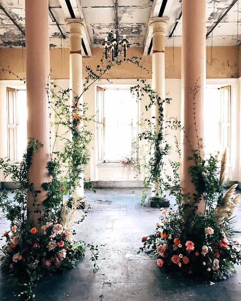 wedding backdrops floral greenery ceremony planters