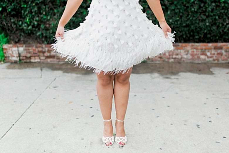 Closeup of a white skirt