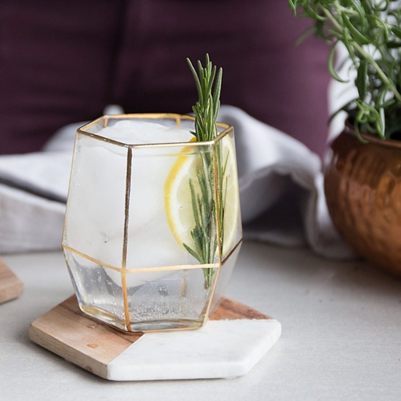gold geometric glass tumbler