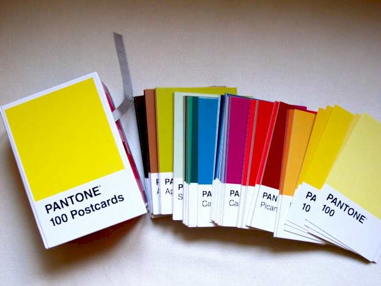 assorted colored postcards
