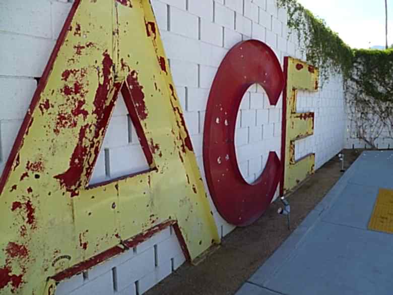 Ace sign against a wall at the ace hotel