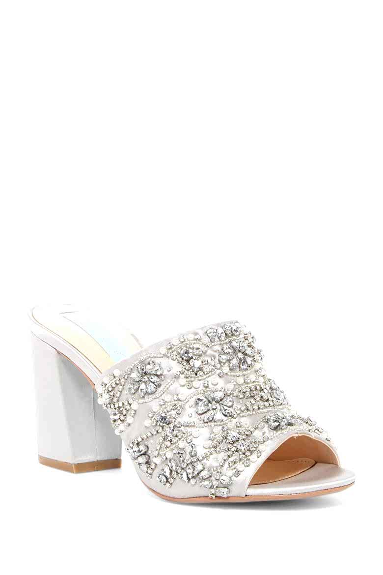 silver heels with embellishments