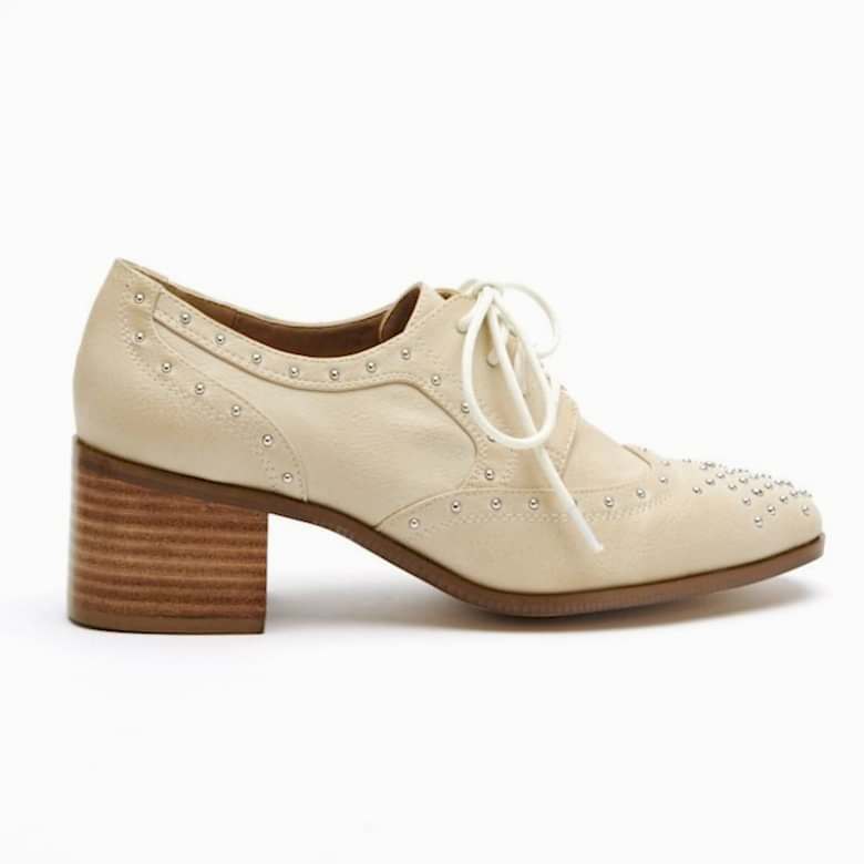 beige heeled oxford shoes