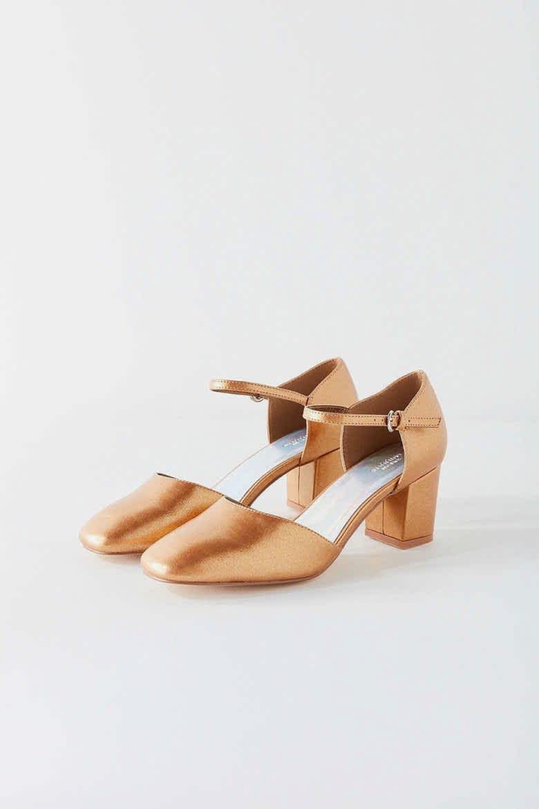 metallic rose gold heels