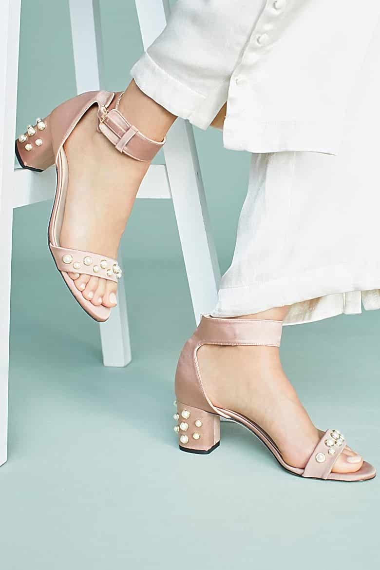 nude heels with pearls