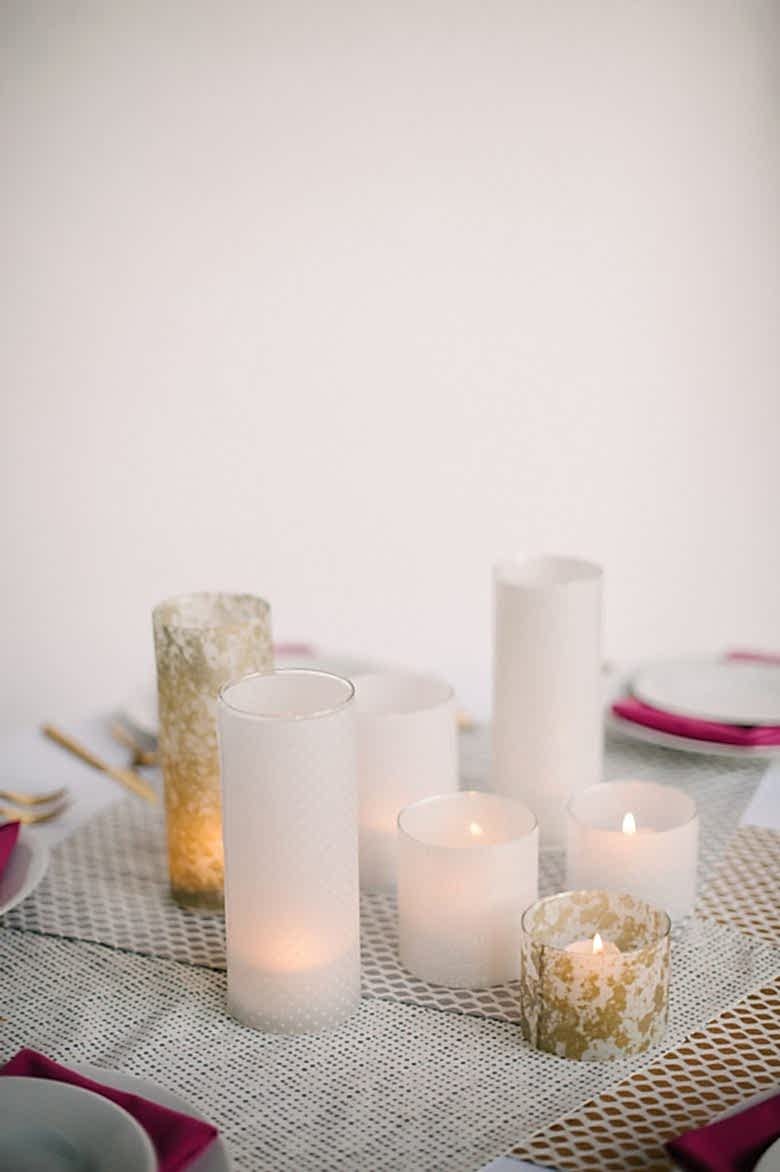 pillar vases with translucent vellum paper
