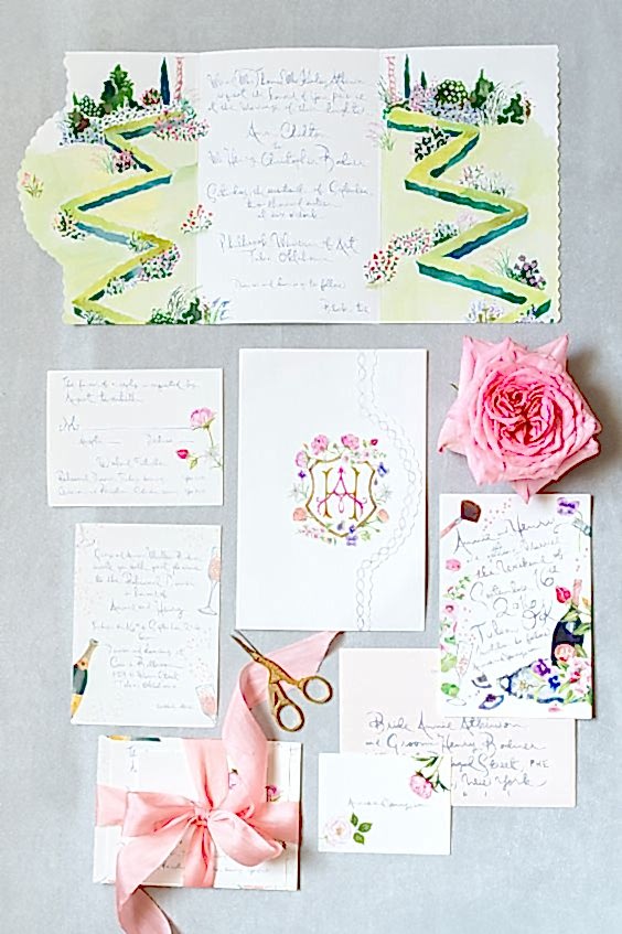 watercolor designed stationary
