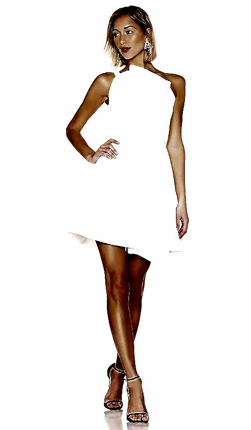 A simple short white wedding dress