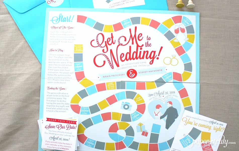 get me to the wedding save the date board game