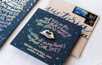 Holographic Foil Wedding Save the date with Enamel Pin
