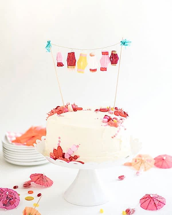 colorful lantern cake topper