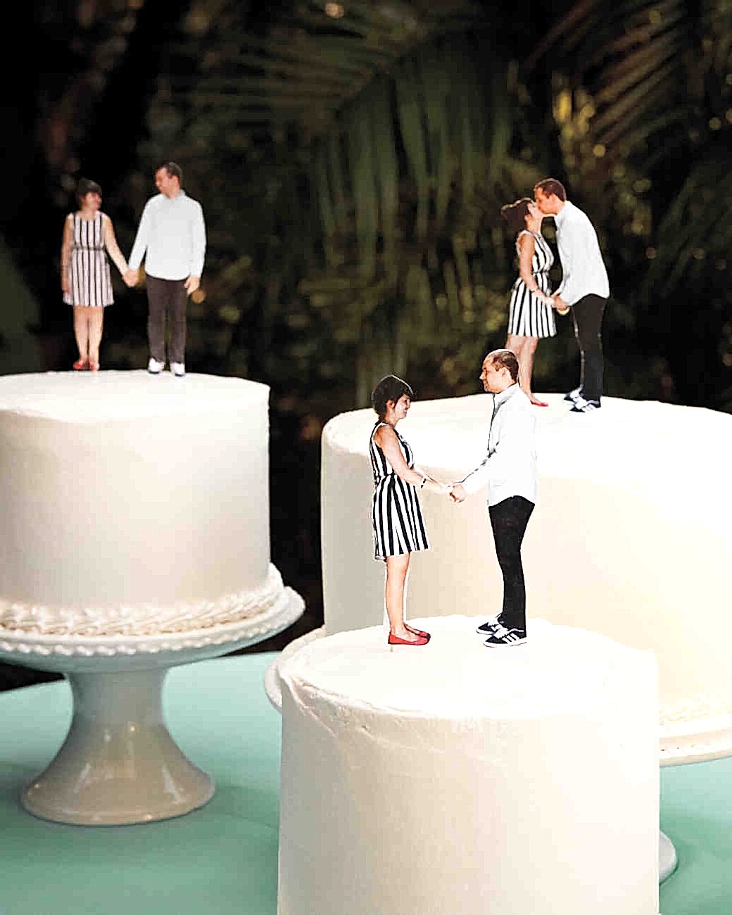 cutout of bride and groom cake topper